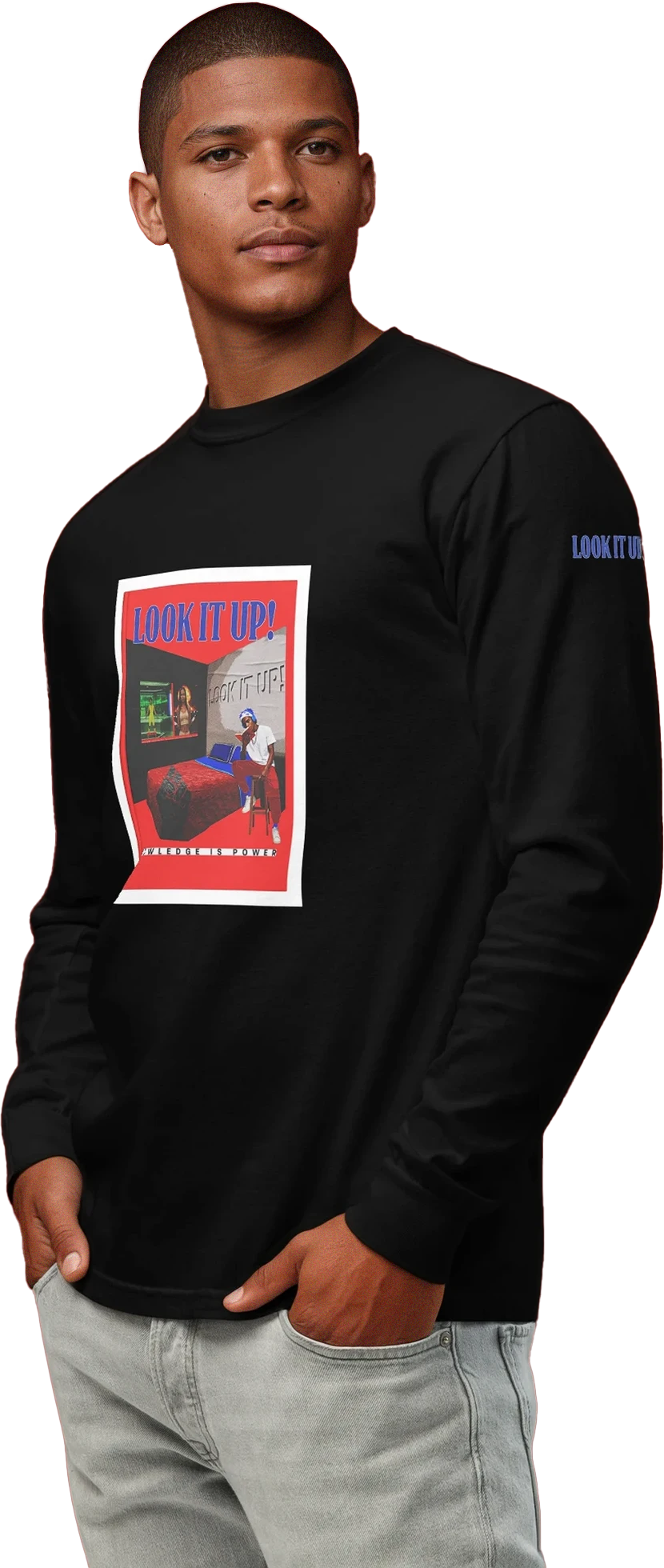 Look It Up Long-sleeve Heavyweight Black T